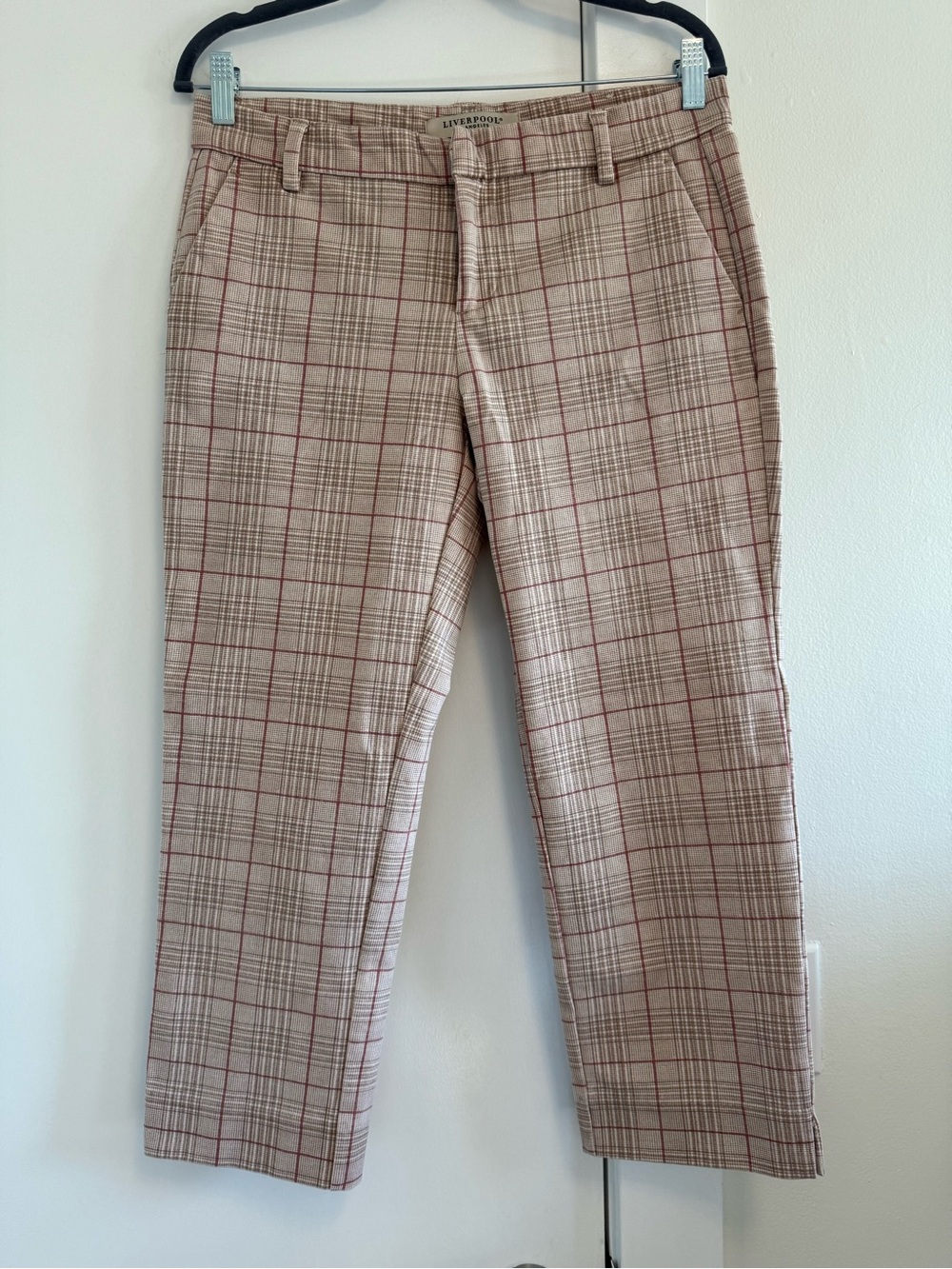 Liverpool Plaid Kelsey Knit Trousers Mid-Rise Crop Pants Size US 6